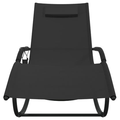 Espreguiçadeira baloiço aço e textilene preto