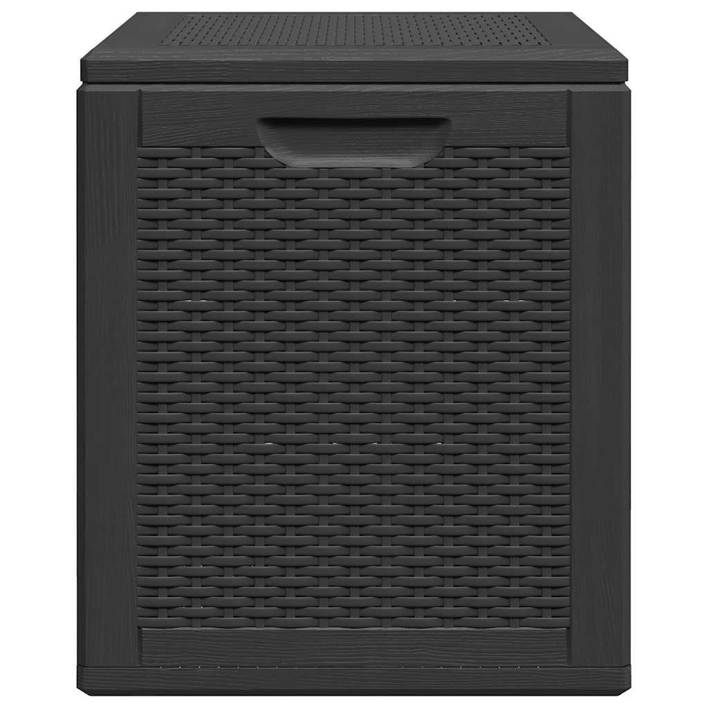Caixa de arrumação para jardim 90 L vime PP preto