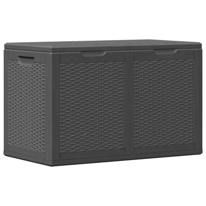Caixa de arrumação para jardim 180 L vime PP preto