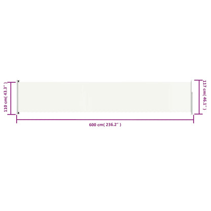 Toldo lateral retrátil para pátio 117x600 cm cor creme