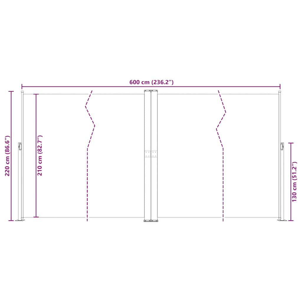 Toldo lateral retrátil 200x600 cm vermelho