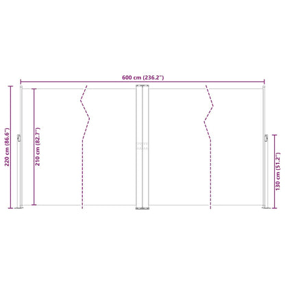 Toldo lateral retrátil 220x600 cm azul