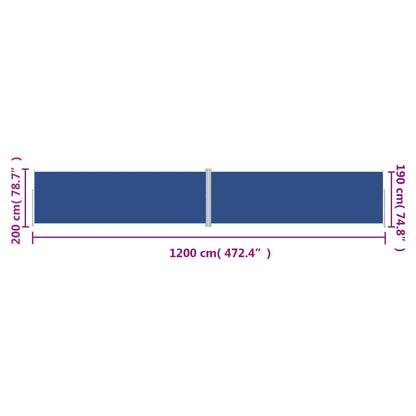 Toldo lateral retrátil 200x1200 cm azul