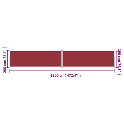 Toldo lateral retrátil 200x1200 cm vermelho