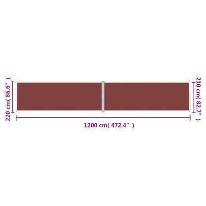 Toldo lateral retrátil 220x1200 cm castanho
