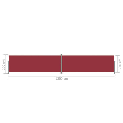 Toldo lateral retrátil 220x1200 cm vermelho