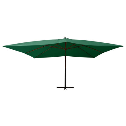 Guarda-sol jardim cantilever c/ poste madeira 400x300 cm verde