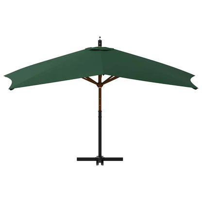 Guarda-sol jardim cantilever c/ poste madeira 400x300 cm verde