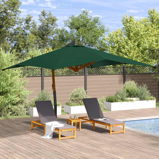 Guarda-sol jardim cantilever c/ poste madeira 400x300 cm verde