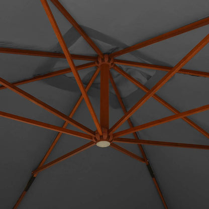 Guarda-sol cantilever c/ poste de madeira 400x300 cm antracite