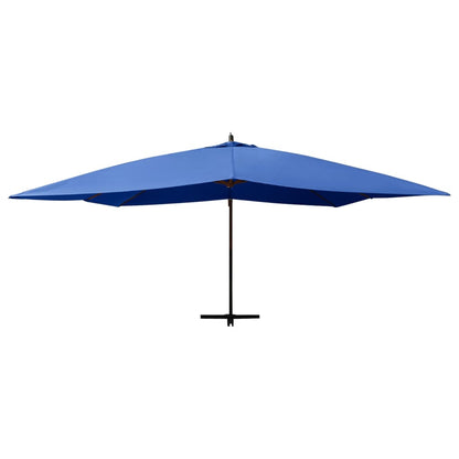 Guarda-sol cantilever c/ poste de madeira 400x300 cm azul