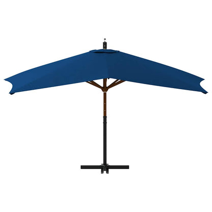 Guarda-sol cantilever c/ poste de madeira 400x300 cm azul