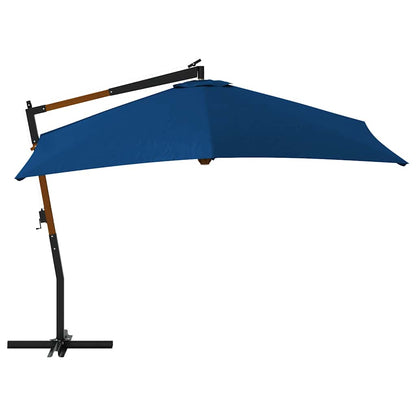 Guarda-sol cantilever c/ poste de madeira 400x300 cm azul
