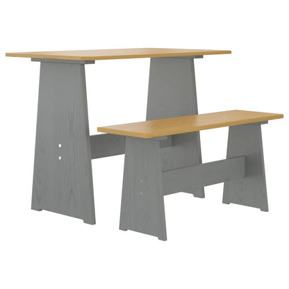 3 pcs conjunto jantar REINE pinho maciço castanho mel/cinzento