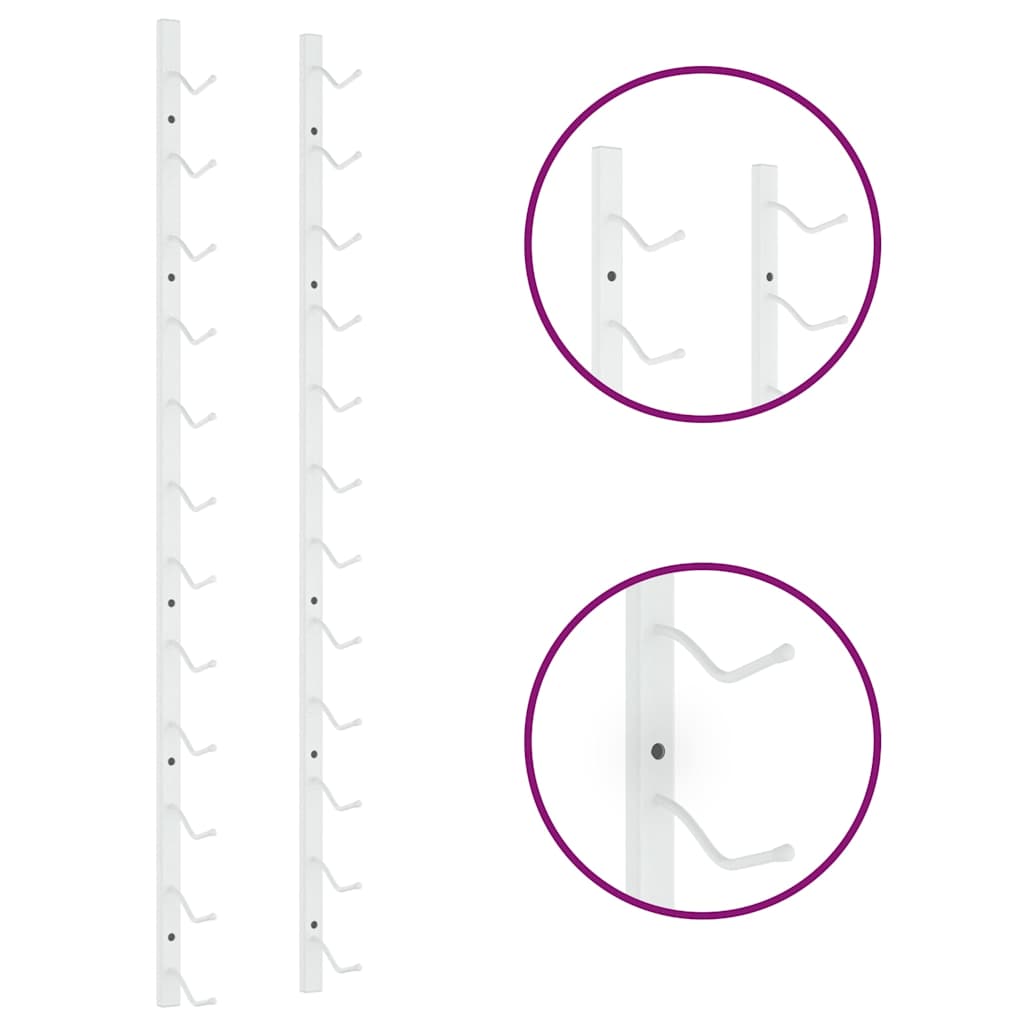 Garrafeira de parede para 12 garrafas 2 pcs ferro branco