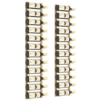 Garrafeira de parede para 12 garrafas 2 pcs ferro dourado