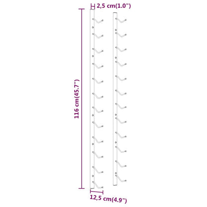 Garrafeira de parede para 12 garrafas 2 pcs ferro dourado
