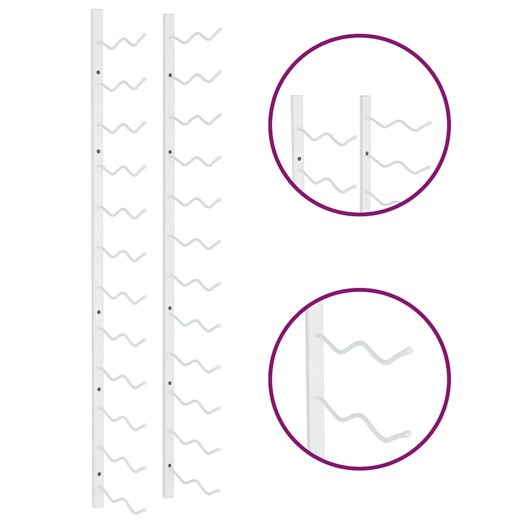 Garrafeira de parede para 24 garrafas 2 pcs ferro branco