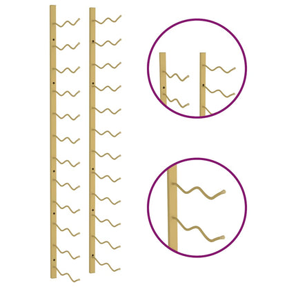 Garrafeira de parede para 24 garrafas 2 pcs ferro dourado