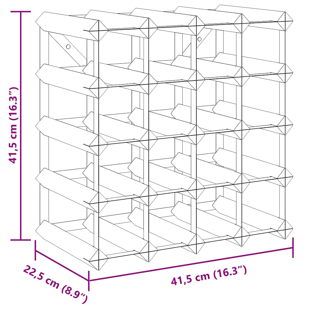 Garrafeira para 20 garrafas madeira de pinho maciça castanho