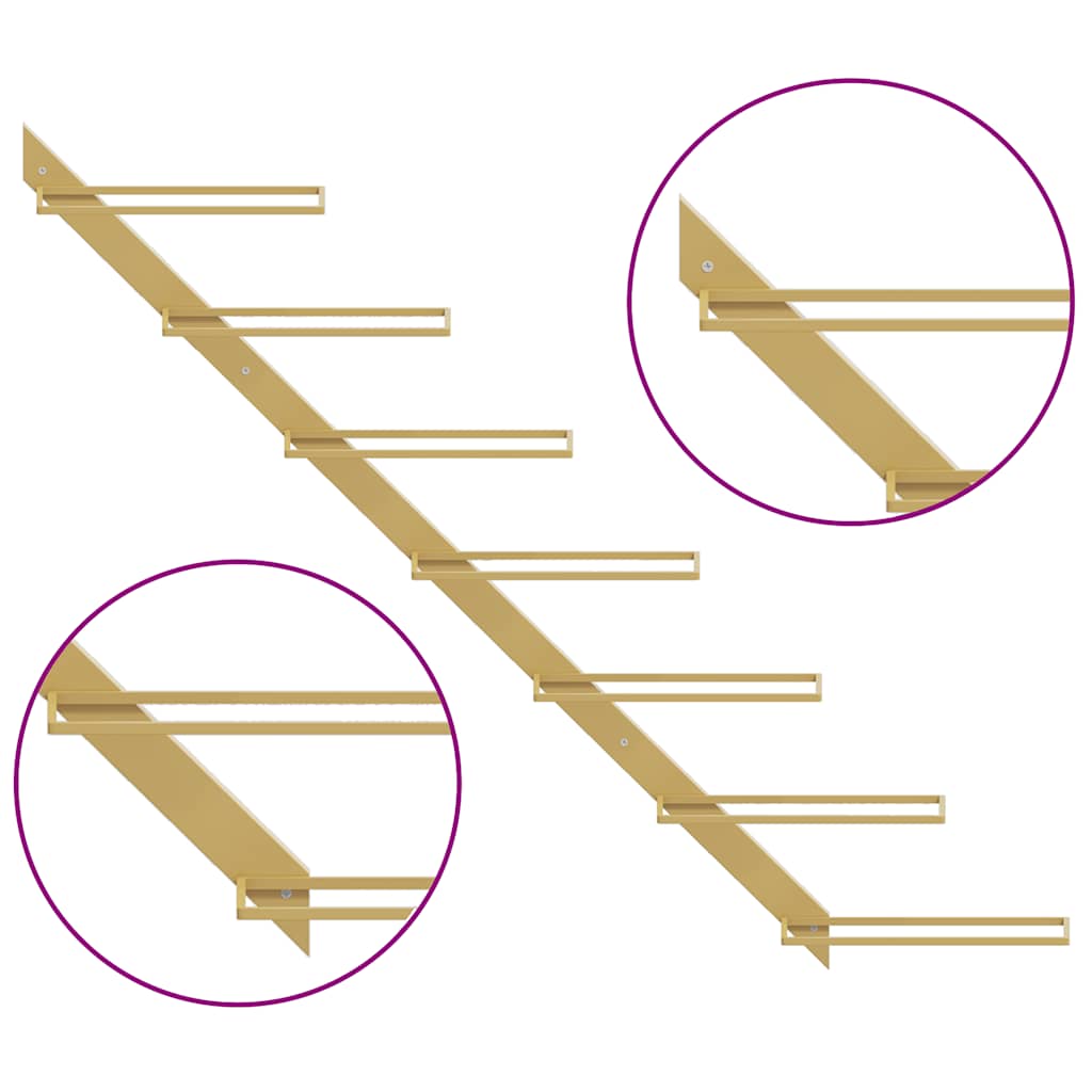 Garrafeira de parede para 7 garrafas metal dourado