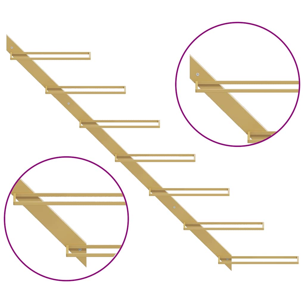 Garrafeira de parede para 7 garrafas metal dourado