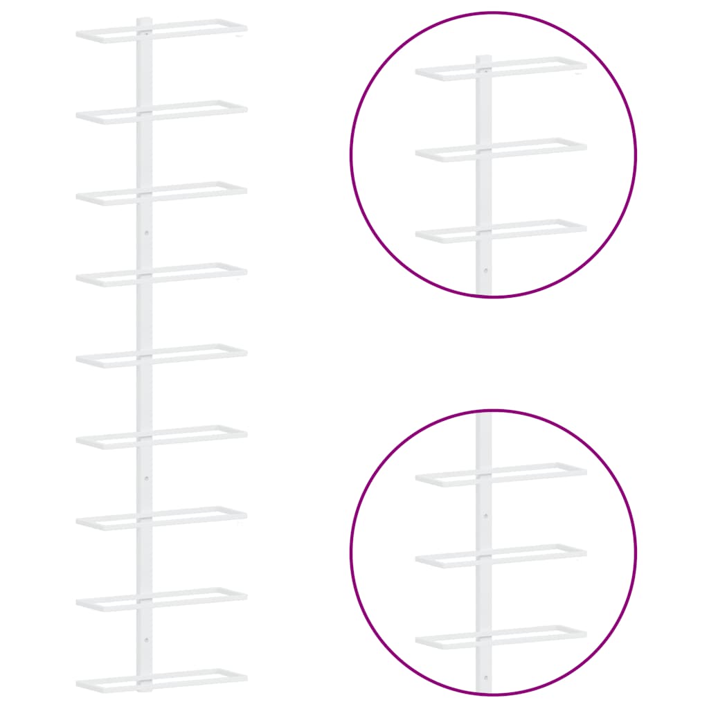 Garrafeira de parede para 9 garrafas 2 pcs ferro branco