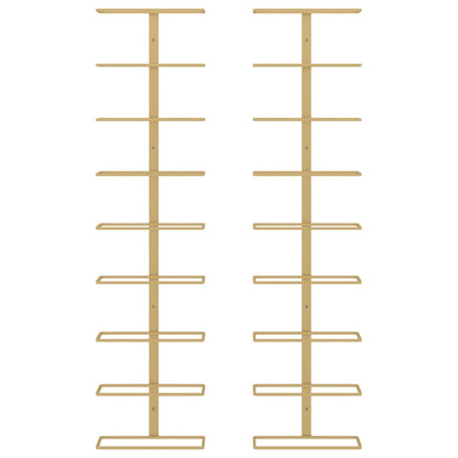 Garrafeira de parede para 9 garrafas 2 pcs ferro dourado