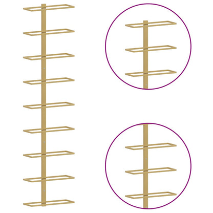 Garrafeira de parede para 9 garrafas 2 pcs ferro dourado