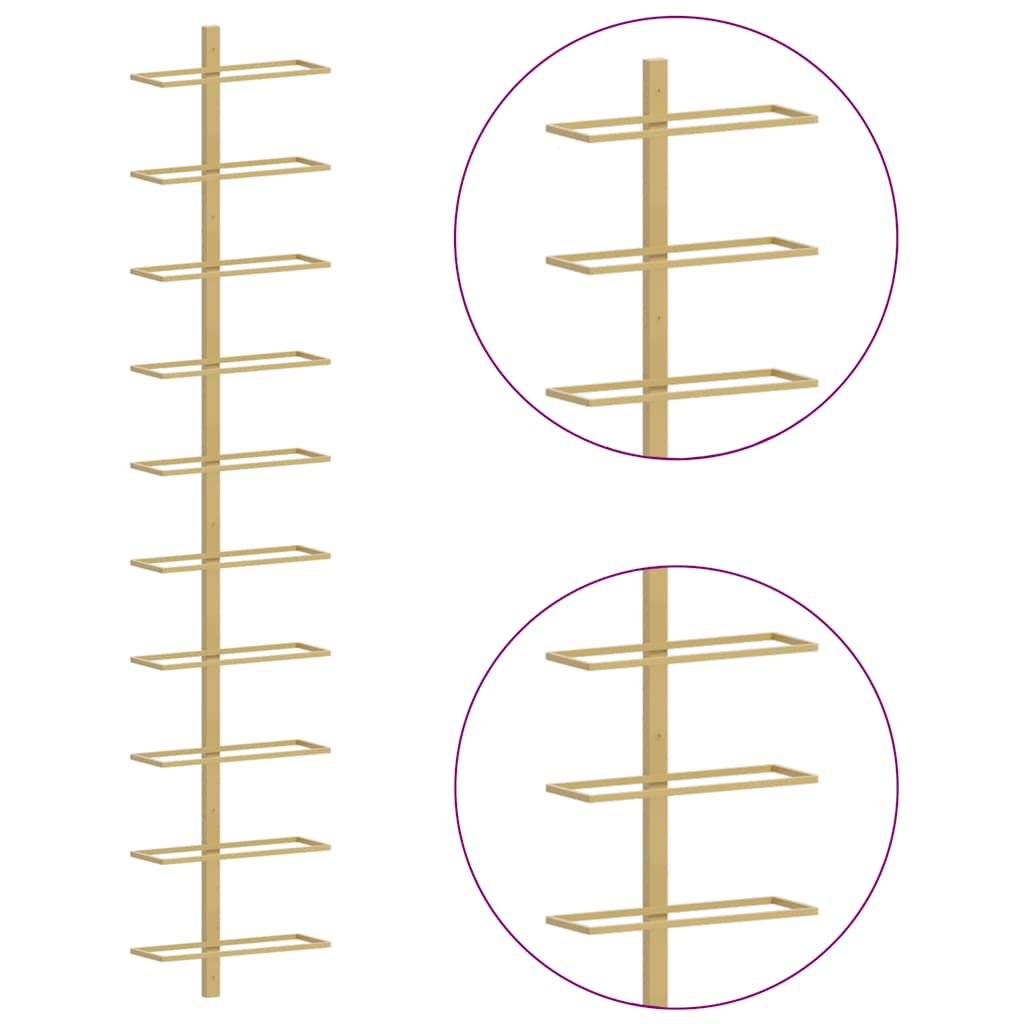 Garrafeira de parede para 10 garrafas metal dourado