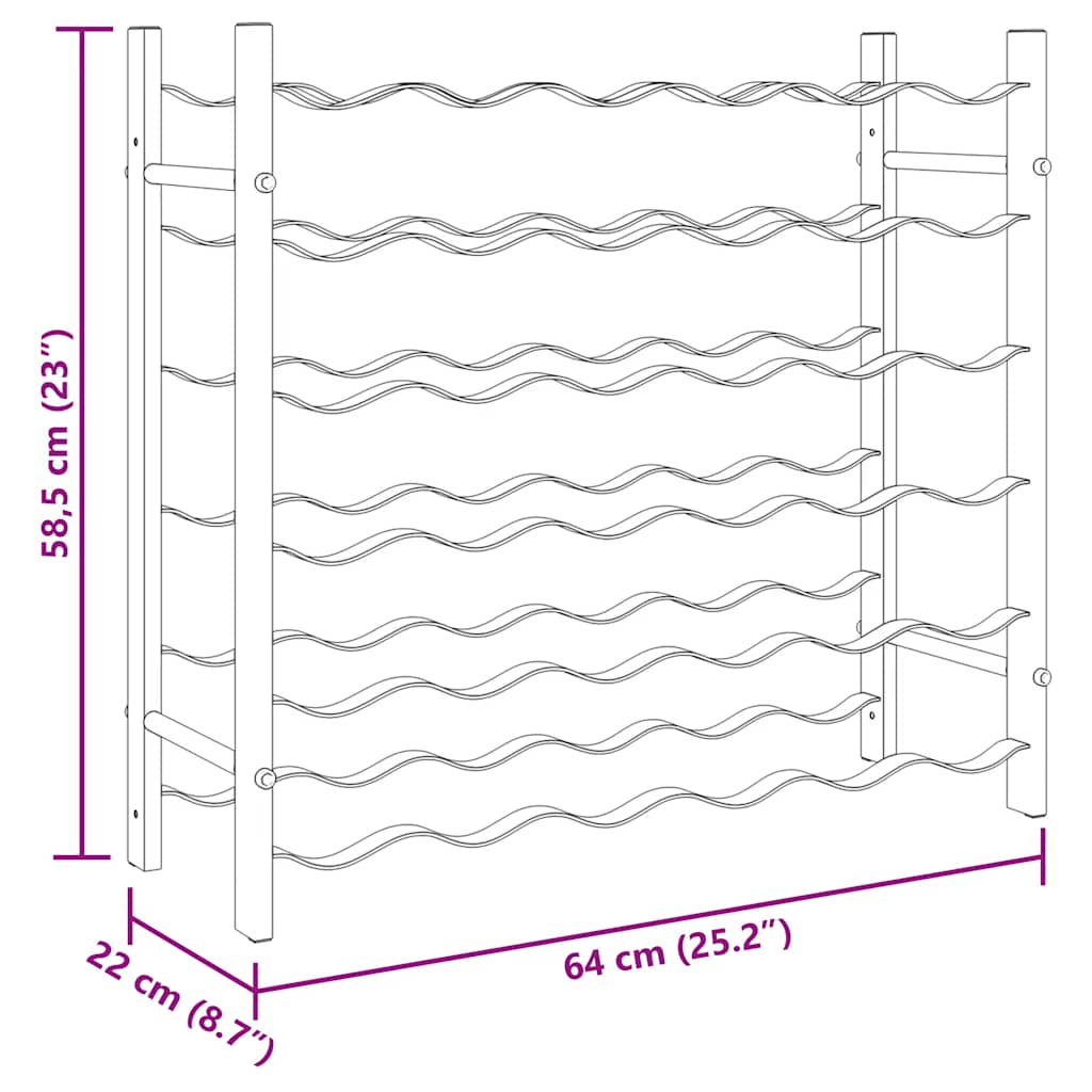 Garrafeira para 36 garrafas metal dourado