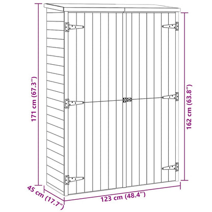 Abrigo p/ ferramentas de jardim 123x45x171 cm pinho impregnado
