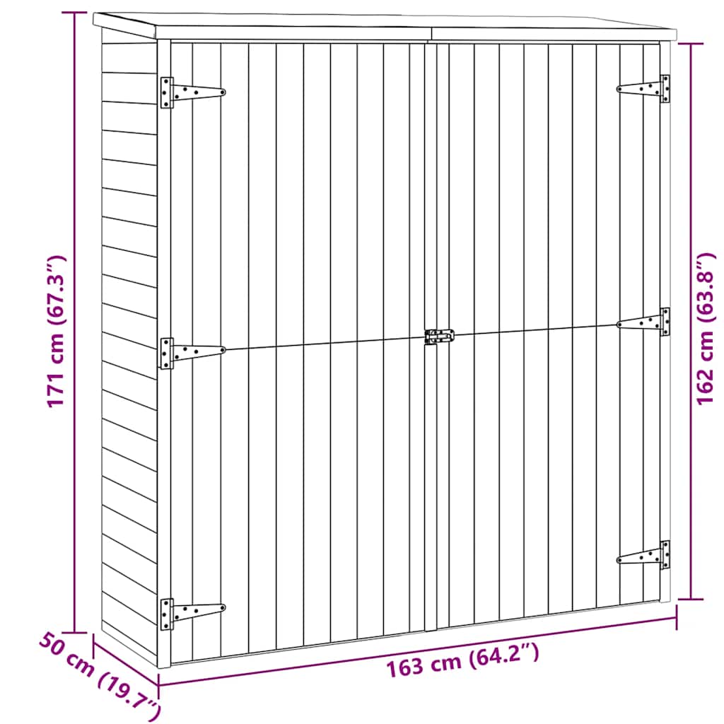 Abrigo p/ ferramentas de jardim 163x50x171 cm pinho maciço