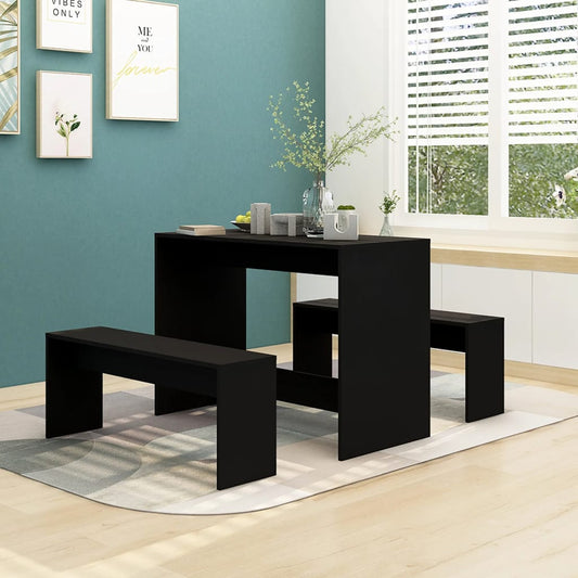 3 pcs conjunto de jantar derivados de madeira preto