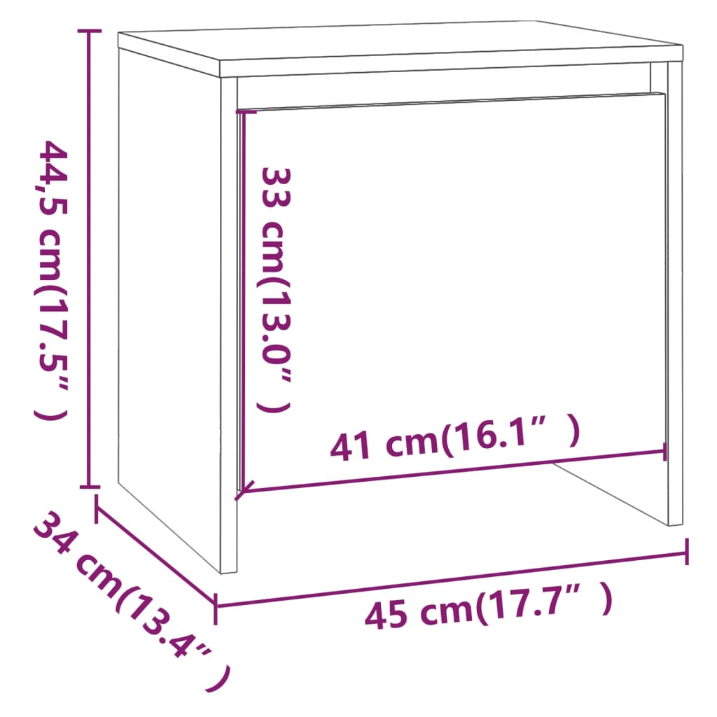 Mesa de cabeceira 45x34x44,5cm derivados madeira cinza cimento