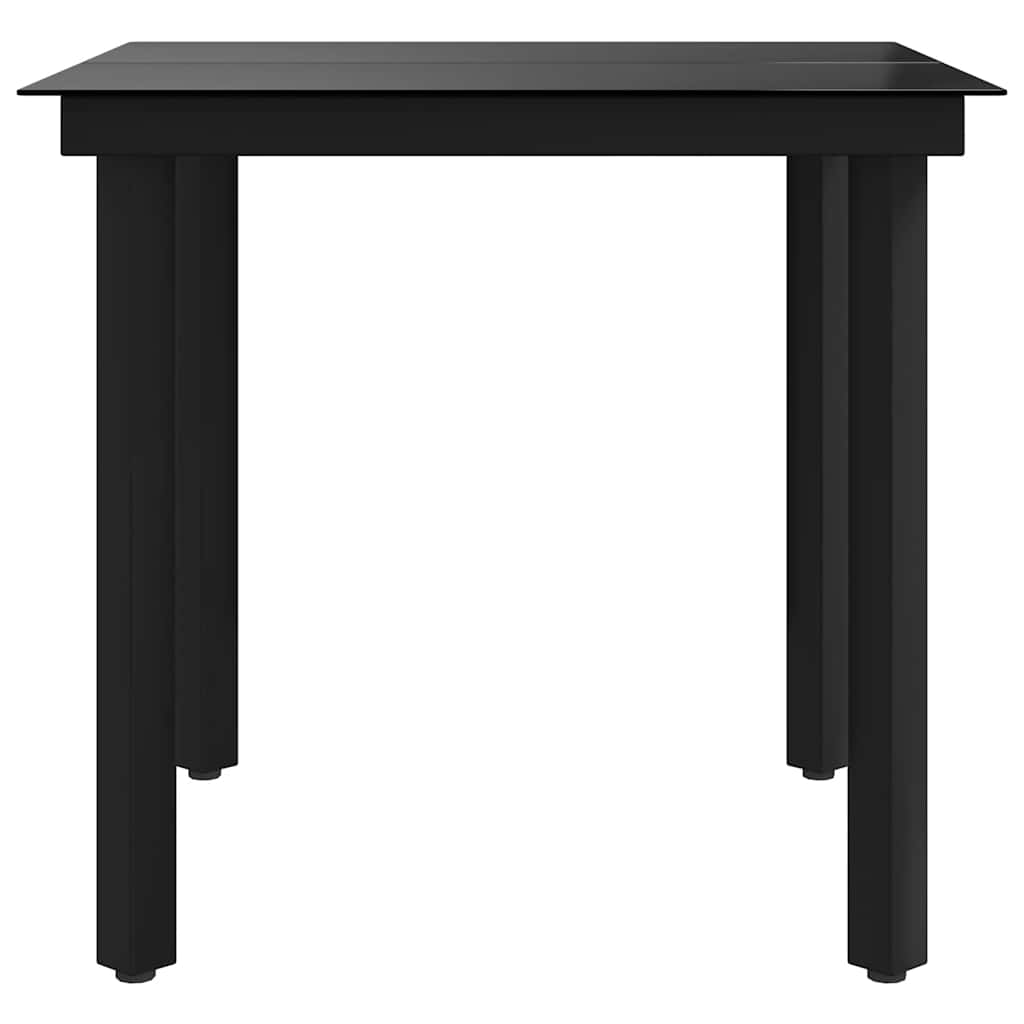 Mesa de jantar para jardim 80x80x74 cm aço e vidro preto