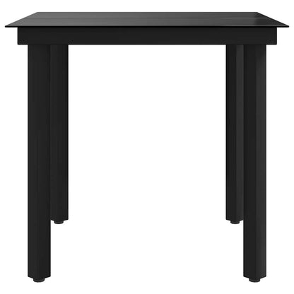 Mesa de jantar para jardim 80x80x74 cm aço e vidro preto