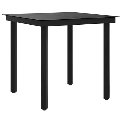 Mesa de jantar para jardim 80x80x74 cm aço e vidro preto