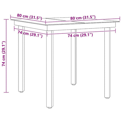 Mesa de jantar para jardim 80x80x74 cm aço e vidro preto