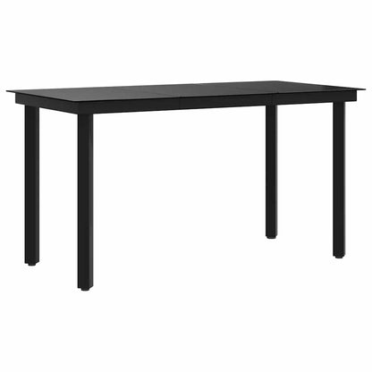 Mesa de jantar para jardim 140x70x74 cm aço e vidro preto