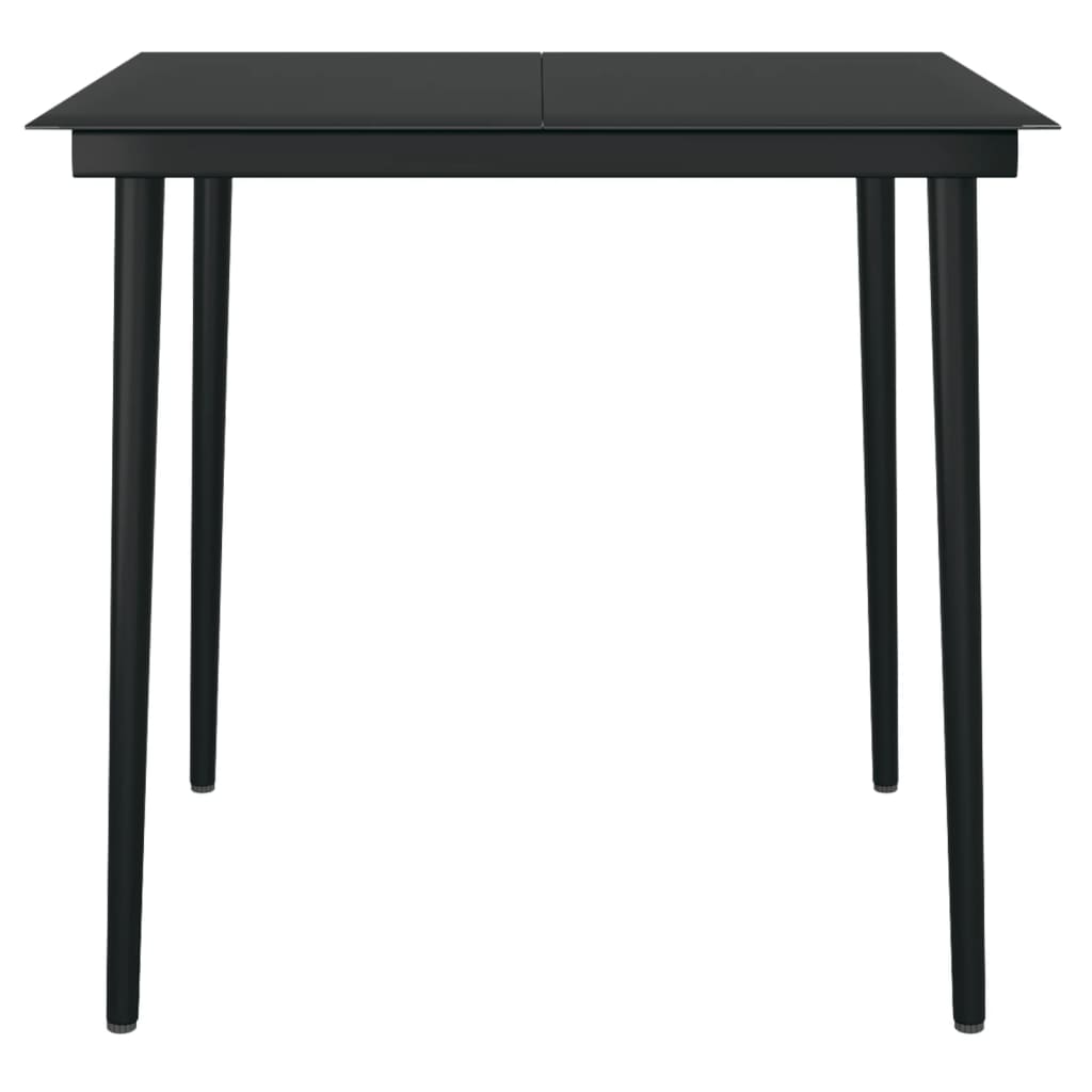 Mesa de jantar para jardim 80x80x74 cm aço e vidro preto
