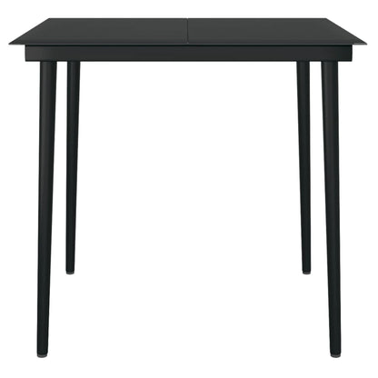 Mesa de jantar para jardim 80x80x74 cm aço e vidro preto