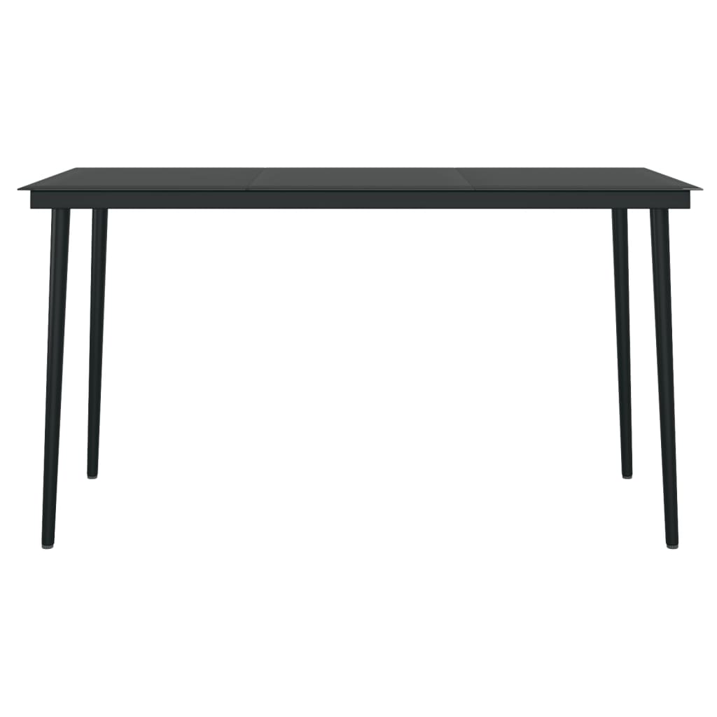 Mesa de jantar para jardim 140x70x74 cm aço e vidro preto