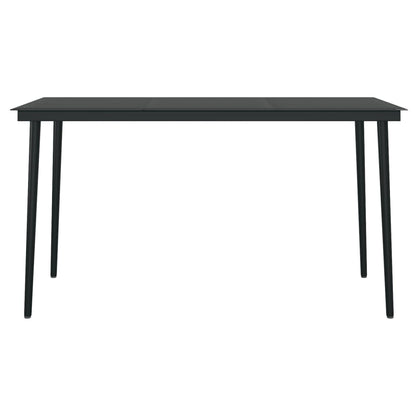 Mesa de jantar para jardim 140x70x74 cm aço e vidro preto
