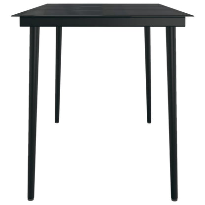 Mesa de jantar para jardim 140x70x74 cm aço e vidro preto