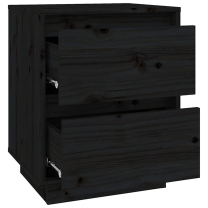 Mesas de cabeceira 2 pcs 40x35x50 cm pinho maciço preto