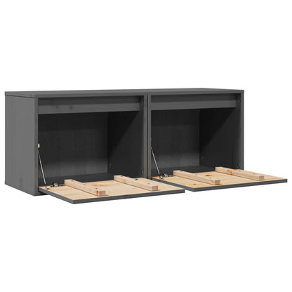 Armários de parede 2 pcs 45x30x35 cm pinho maciço cinza