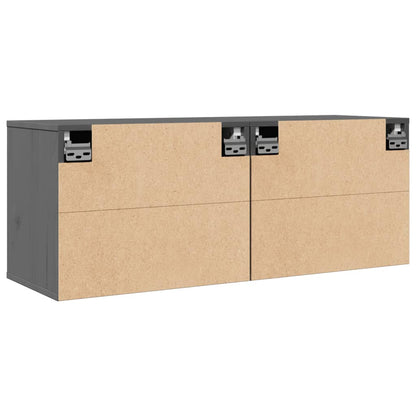 Armários de parede 2 pcs 45x30x35 cm pinho maciço cinza