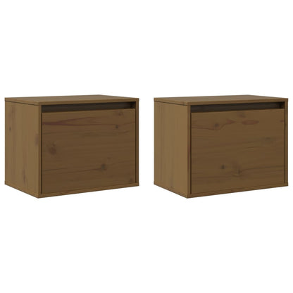 Armários de parede 2 pcs 45x30x35 cm pinho maciço castanho mel