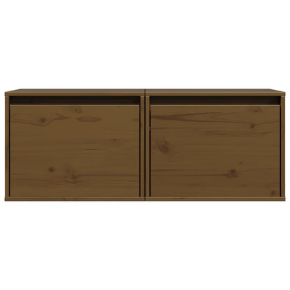 Armários de parede 2 pcs 45x30x35 cm pinho maciço castanho mel